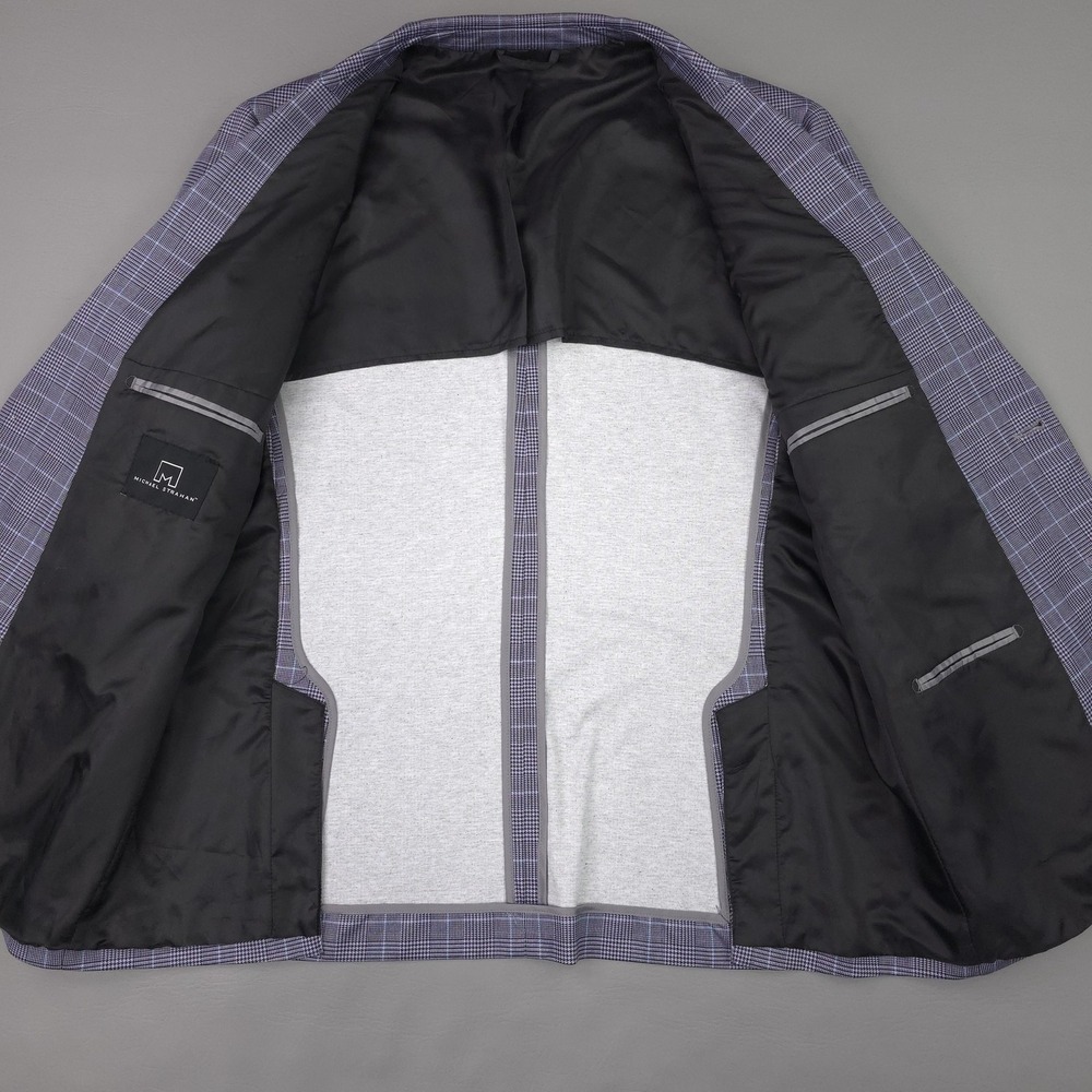 Michael Strahan Blazer Mens Large Purple Glen Plaid Stretch Sport Coat Jacket - Picture 3 of 13